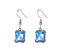 Orecchini pendenti da donna alla moda, orecchini a perno rossi pendenti con zirconia cubica rettangolare, per zia e compleanno, gioielli classici, sea blue, base placcata oro rosa, Zirconia cubica