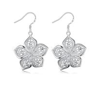 Orecchini pendenti da donna alla moda, orecchini alla moda in argento con fiore a cinque stelle, adatti per matrimoni, anniversari, vacanze