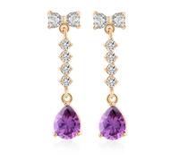 Orecchini pendenti da donna alla moda, orecchini dorati pendenti a fiocco con ciondolo a goccia con zirconia cubica, 7 x 33 mm, gioielli moderni per moglie e matrimonio, 7x33MM, base placcata oro rosa