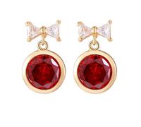 Orecchini pendenti da donna alla moda, orecchini pendenti con fiocco dorato con ciondolo rotondo in zirconia cubica, 12 x 20 mm, per zia e compleanno, 12x20MM, base placcata oro rosa, Zirconia cubica