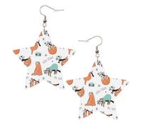 Orecchini pendenti da donna bradipo marrone, orecchini pendenti celesti, gioielli a forma di stella per un versatile, One Size, Pelle