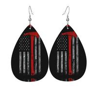 Orecchini pendenti da donna con ascia da pompiere, con bandiera rossa, orecchini artistici a stella, gioielli pendenti contemporanei per feste e sociali