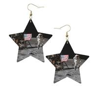 Orecchini pendenti da donna con astronauta sulla luna, orecchini pendenti celesti, gioielli a forma di stella per un versatile, One Size, Pelle
