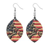 Orecchini pendenti da donna con bandiera degli Stati Uniti motocross, motocross, moto da cross, alla moda, in legno, con stampa a goccia, Love, Legno, Nessuna pietra preziosa