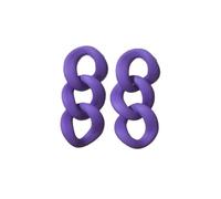 Orecchini pendenti da donna con catena a cerchio geometrico in acrilico arcobaleno, Medio, Argento sterling, Zirconia cubica