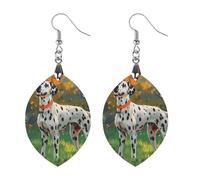 Orecchini pendenti da donna con disegno di cane dalmata, alla moda, in legno, con stampa di gioielli, Love, Legno, Nessuna pietra preziosa