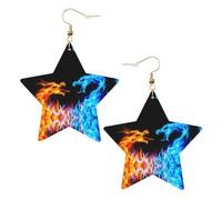 Orecchini pendenti da donna con drago di ghiaccio e fuoco, scintillanti a forma di stella, gioielli alla moda per una serata fuori, One Size, Pelle