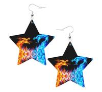Orecchini pendenti da donna con drago di ghiaccio e fuoco, scintillanti a forma di stella, gioielli alla moda per una serata fuori, One Size, Pelle