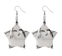 Orecchini pendenti da donna con due pinguini nella vasca da bagno, alla moda, in legno, con stampa, Star, Legno, Nessuna pietra preziosa