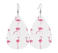 Orecchini pendenti da donna, con fenicotteri su sfondo bianco, a forma di stella, eleganti gioielli pendenti per celebrazioni, One Size, Pelle