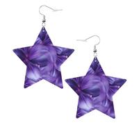Orecchini pendenti da donna con fiori di giglio viola, orecchini pendenti celesti, gioielli a forma di stella per un versatile, One Size, Pelle