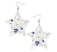 Orecchini pendenti da donna con fiori selvatici e margherite, orecchini pendenti celesti, gioielli a forma di stella per un versatile, One Size, Pelle