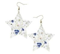 Orecchini pendenti da donna con fiori selvatici e margherite, orecchini pendenti celesti, gioielli a forma di stella per un versatile, One Size, Pelle