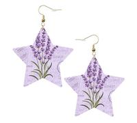 Orecchini pendenti da donna, con francobollo di lavanda, scintillanti orecchini pendenti a stella, gioielli alla moda per una serata fuori, One Size, Pelle