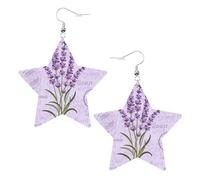 Orecchini pendenti da donna, con francobollo di lavanda, scintillanti orecchini pendenti a stella, gioielli alla moda per una serata fuori, One Size, Pelle