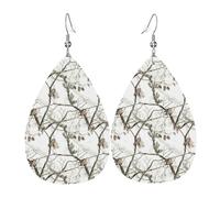 Orecchini pendenti da donna con motivo mimetico a forma di albero bianco, orecchini pendenti a forma di stella, gioielli eleganti per celebrazioni, One Size, Pelle