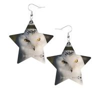 Orecchini pendenti da donna con occhi di gufo innevato, orecchini pendenti celesti, gioielli a forma di stella per un versatile, One Size, Pelle