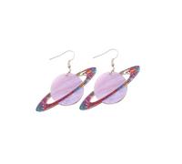 Orecchini pendenti da donna con paillettes acriliche per donne, grande rosa viola, Saturno, astronave, luna, stella, goccia celeste, gancio da pesce, pendenti, leggeri, alla moda, Y2K, aerospaziale
