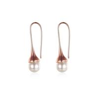 Orecchini pendenti da donna con perla placcata oro rosa, 31 x 8 mm, per la festa della mamma, gioielli