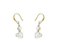 Orecchini pendenti da donna con perle barocche, design a tre livelli con perline distanziatrici dorate, stile elegante per ufficio e appuntamenti