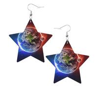 Orecchini pendenti da donna con pianeta spaziale, orecchini pendenti celesti, gioielli a forma di stella per un versatile, One Size, Pelle