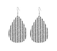 Orecchini pendenti da donna con righe bianche e nere disegnate a mano, linee bianche e verdi, leggeri, color caramella, stampati su entrambi i lati