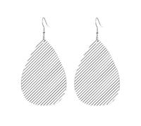 Orecchini pendenti da donna con righe diagonali bianche e nere, linee disegnate a mano, leggeri e colorati, stampati su entrambi i lati