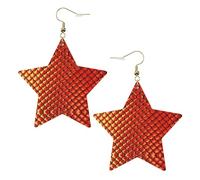 Orecchini pendenti da donna con scala di pesce rosso, orecchini pendenti celesti, gioielli a forma di stella per un versatile, One Size, Pelle