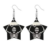 Orecchini pendenti da donna con scheletro che reggono la carta igienica alla moda in legno stampato, Apricot shaped, Legno, Nessuna pietra preziosa