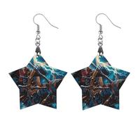 Orecchini pendenti da donna con scheletro pirata oceano tempesta novità moda stampato legno orecchini pendenti gioielli, Star, Legno, Nessuna pietra preziosa