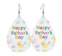 Orecchini pendenti da donna con scritta "Hand And Happy" per la festa del papà, orecchini pendenti a forma di stella, gioielli chic per celebrazioni, One Size, Pelle