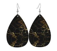 Orecchini pendenti da donna con sfondo nero e oro, orecchini artistici a stella, gioielli pendenti contemporanei per feste e sociali