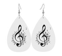 Orecchini pendenti da donna, con simbolo musicale, a forma di stella, eleganti gioielli pendenti per celebrazioni, One Size, Pelle