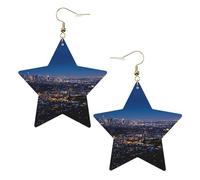 Orecchini pendenti da donna con skyline di Los Angeles, orecchini pendenti celesti, gioielli a forma di stella per un versatile, One Size, Pelle