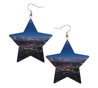 Orecchini pendenti da donna con skyline di Los Angeles, orecchini pendenti celesti, gioielli a forma di stella per un versatile, One Size, Pelle