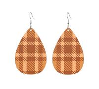 Orecchini pendenti da donna con stampa bifacciale leggera color caramella, a strisce, arancioni, rosse e gialle, a scacchi