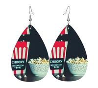 Orecchini pendenti da donna con stampa di clapboard e popcorn con stampa di film su entrambi i lati, accessori per tutte le occasioni