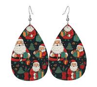 Orecchini pendenti da donna con stampa Merry Christmas, gioielli a goccia, accessorio alla moda per feste in costume, Misura unica, Pelle
