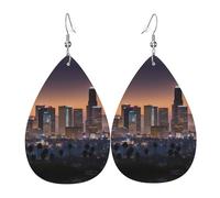 Orecchini pendenti da donna con stampa skyline di Los Angeles, gioielli a goccia, accessorio alla moda per feste in costume, Misura unica, Pelle