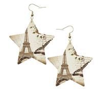 Orecchini pendenti da donna con Torre Eiffel di Parigi, orecchini pendenti celesti, gioielli a forma di stella per un versatile, One Size, Pelle