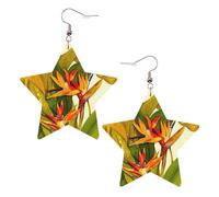 Orecchini pendenti da donna con uccello tropicale del paradiso, orecchini pendenti celesti, gioielli a forma di stella per un versatile, One Size, Pelle