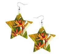 Orecchini pendenti da donna con uccello tropicale del paradiso, orecchini pendenti celesti, gioielli a forma di stella per un versatile, One Size, Pelle