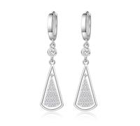 Orecchini pendenti da donna, con zirconi, placcati in argento, a doppio strato, 48 x 11 mm, per la festa del papà