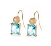 Orecchini pendenti da donna, con zirconia cubica, colore blu mare, alla moda, eleganti, leggeri, per matrimoni