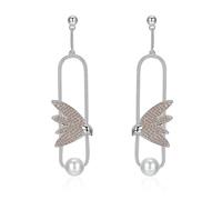 Orecchini pendenti da donna, graziosi orecchini a forma di uccellino, in argento Sterling con zirconia cubica, Argento Sterling 925, Zirconie sintetico