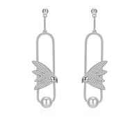Orecchini pendenti da donna, graziosi orecchini a forma di uccellino, in argento Sterling con zirconia cubica, Argento Sterling 925, Zirconie sintetico