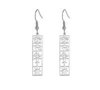 Orecchini pendenti da donna in acciaio inox, con croce Ankh, occhio di Horus, simbolo egiziano, amuleto, Acciaio inossidabile, Nessuna pietra preziosa
