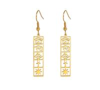 Orecchini pendenti da donna in acciaio inox, con croce Ankh, occhio di Horus, simbolo egiziano, amuleto, Misura unica, Acero inoxidable, Nessuna pietra preziosa