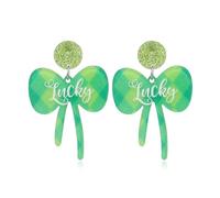 Orecchini pendenti da donna in acrilico con trifoglio verde fortunato, lunghi orecchini pendenti a forma di quadrifoglio irlandese, graziosi e leggeri, gioielli decorativi per festa di San Patrizio