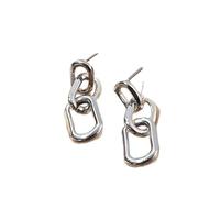 Orecchini pendenti da donna, in argento, con catena geometrica, stile minimalista, moderni, da indossare tutti i giorni e per le feste